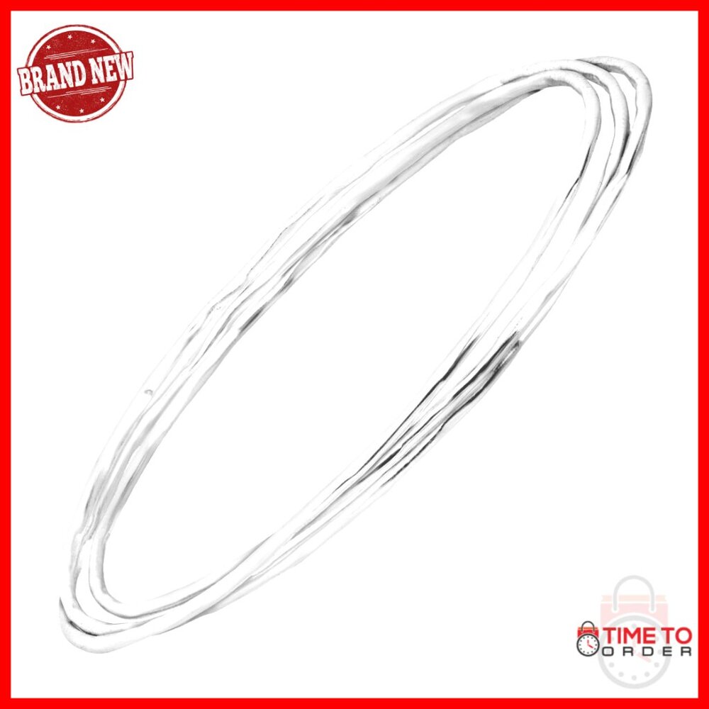 Sterling Silver Stackable Bangle Set Minimalist E… - image 1
